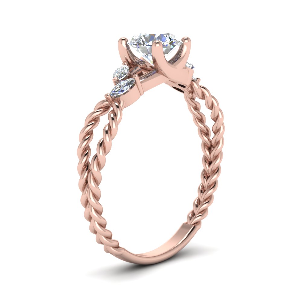 1 Carat Split Shank Lab Diamond Ring with 14K Rose Gold White Diamond