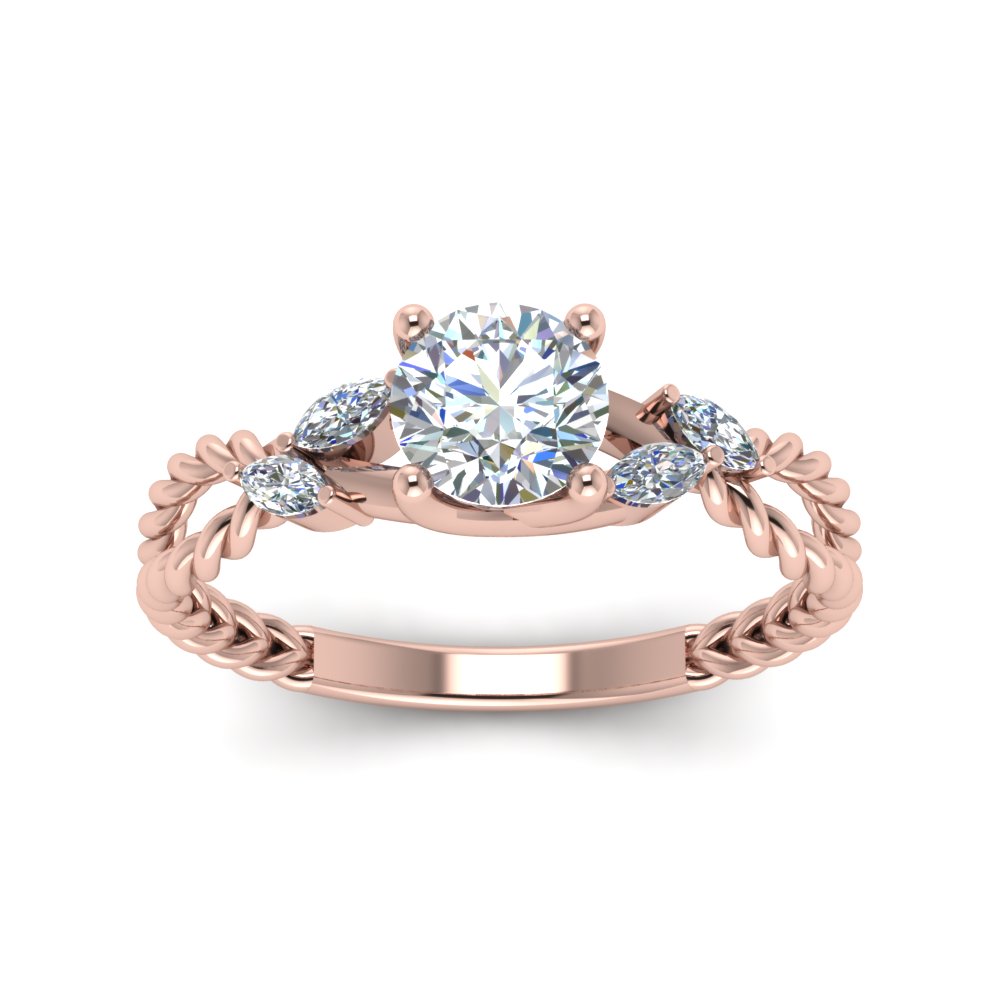 1 Carat Split Shank Lab Diamond Ring with 14K Rose Gold White Diamond