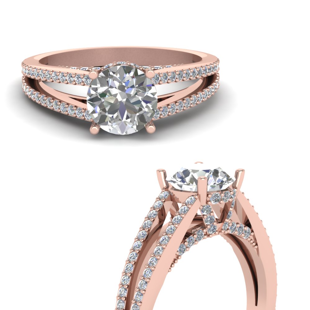 Split Shank Pave Wrap Diamond Engagement Ring In 14k Rose Gold