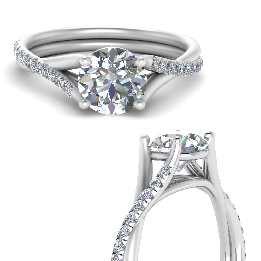 Split Shank Engagement Ring with Micropave and Halo | Shira Diamonds