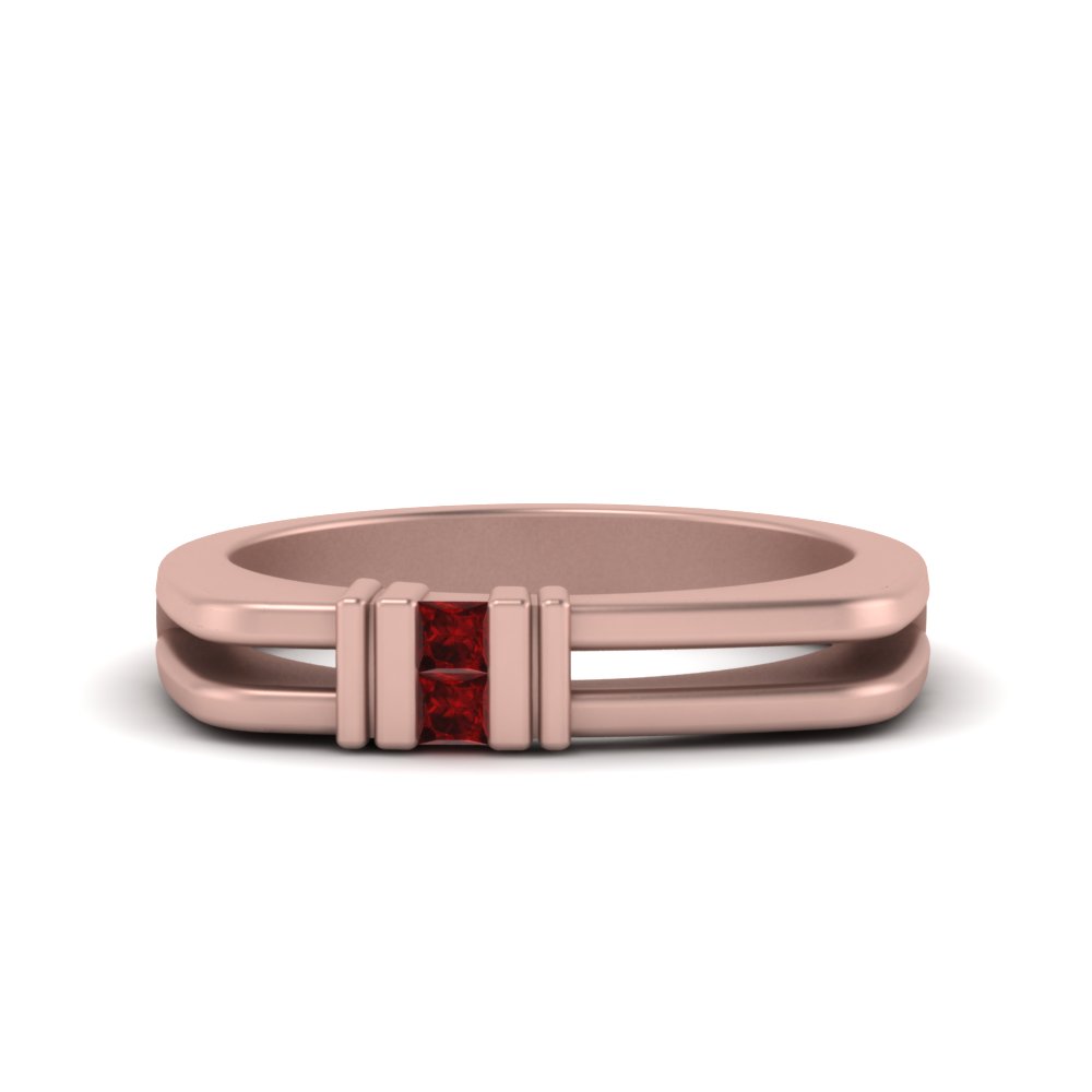 Square Comfort Fit Ruby Mens Band