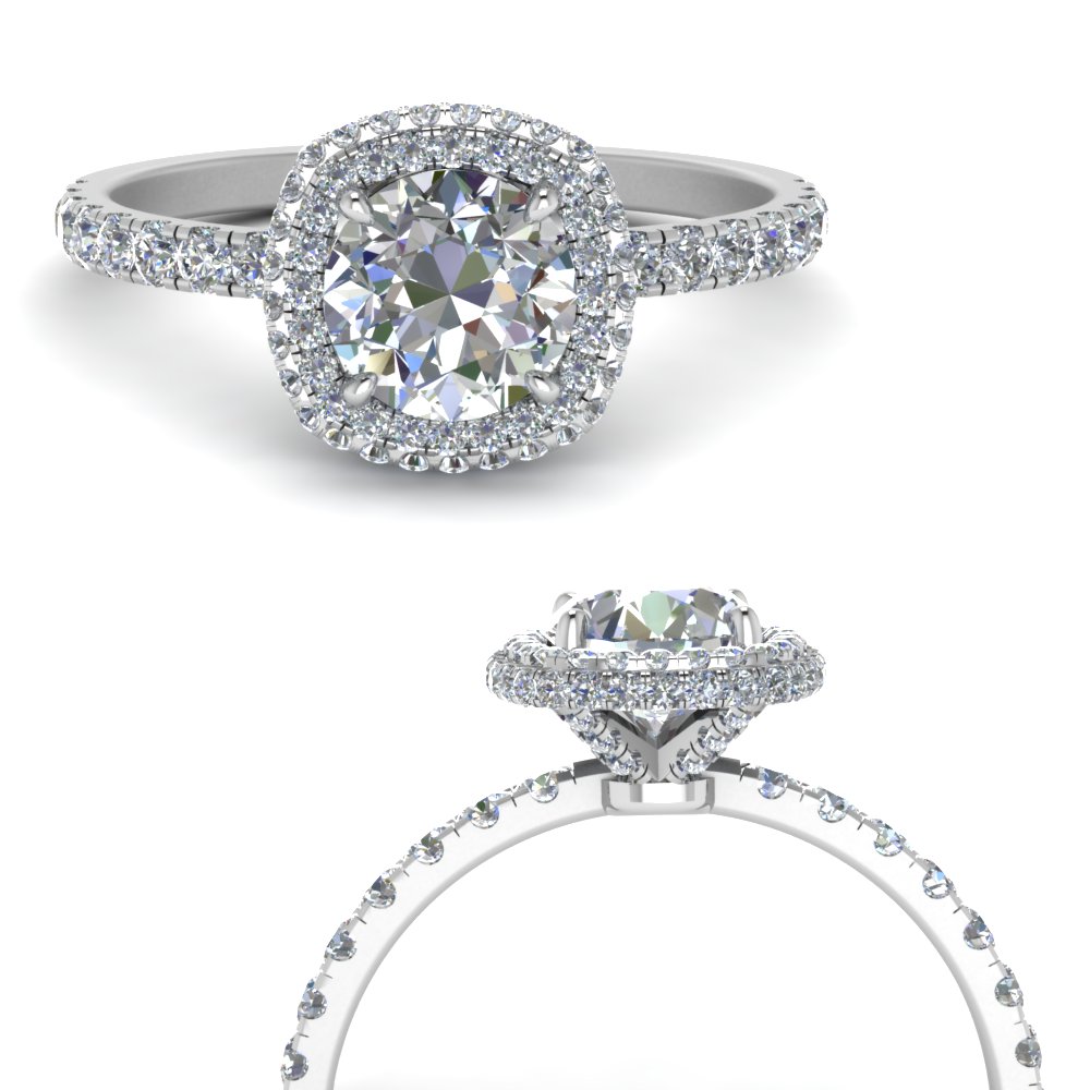 square petite under halo diamond engagement ring in white gold FD9158RORANGLE3 NL WG