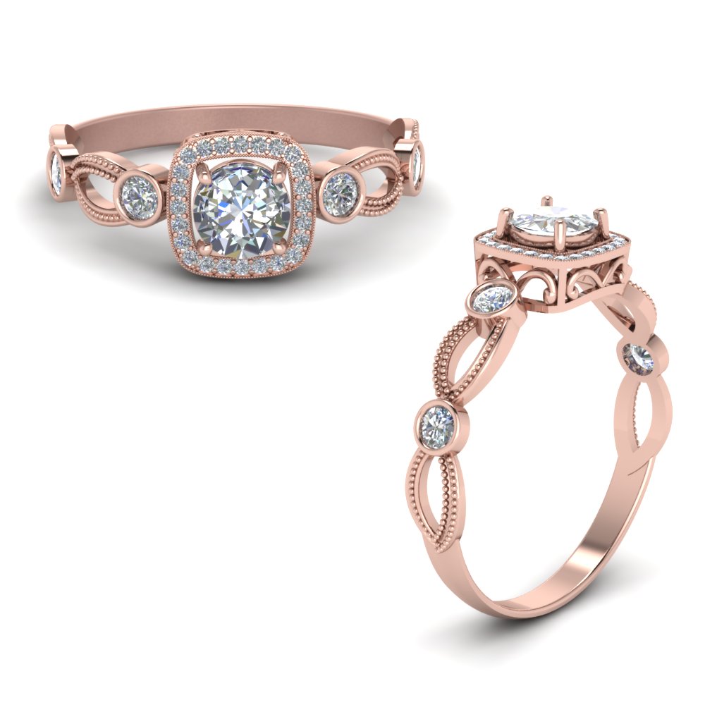 Genuine Diamonds Gemstone Baguette / Round Diamond 18k Cluster Square Ring Statement Ring Bold Stacking Ring