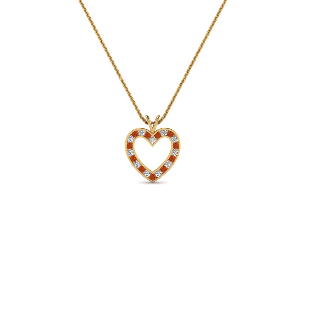 Stunning Diamond Heart Pendant For Women In 14K Yellow Gold