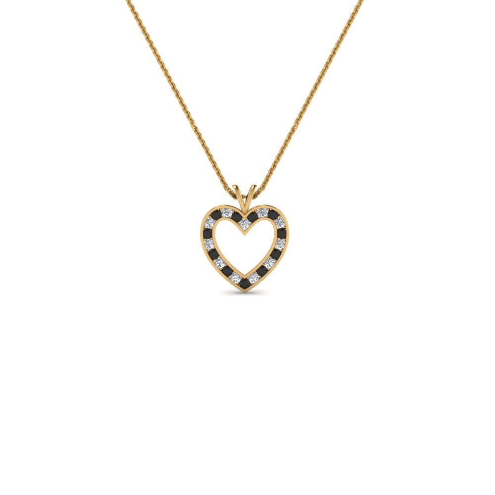 stunning heart pendant for women with black diamond in FDHPD200WDGBLACK NL YG