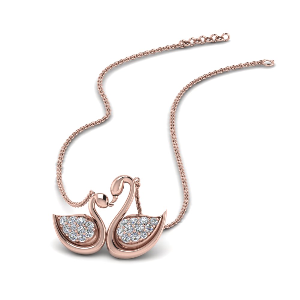 swan design mothers diamond necklace in FDPD8905 NL RG