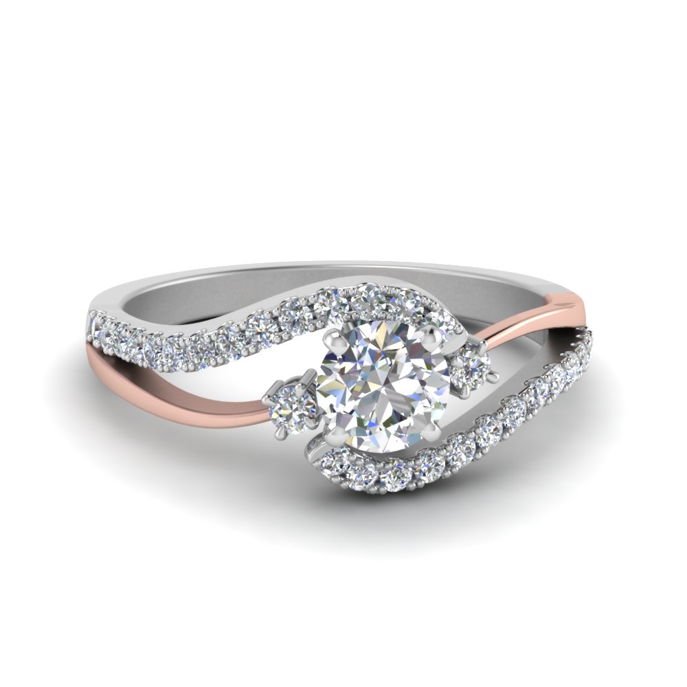 swirl 3 stone diamond promise ring in FDO50895ROR NL WG