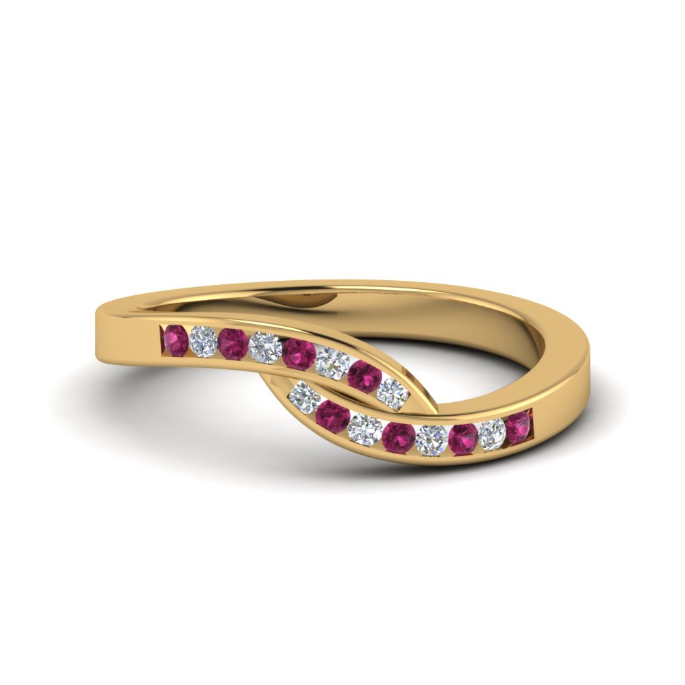 Pink Sapphire Wedding Bands For Her
