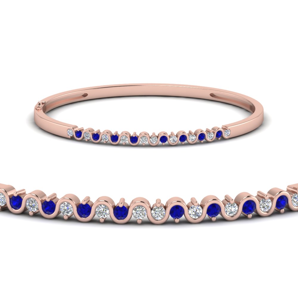swirl diamond bracelet bangle with sapphire in FDBRC53GSABLANGLE1 NL RG