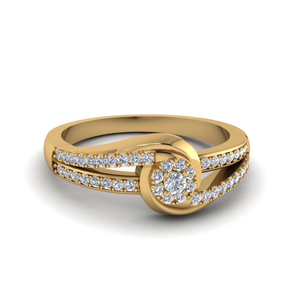 Swirl Halo Diamond Promise Ring