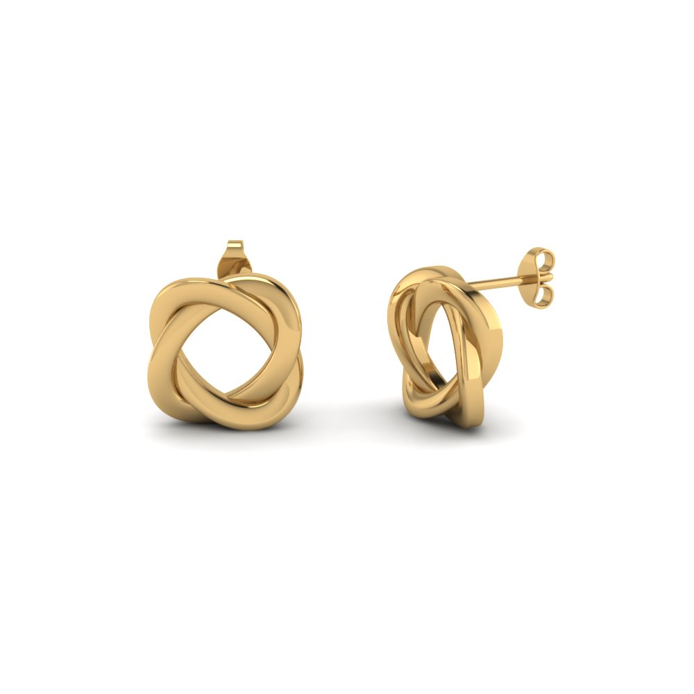 Swirl Loop Gold Stud Earrings