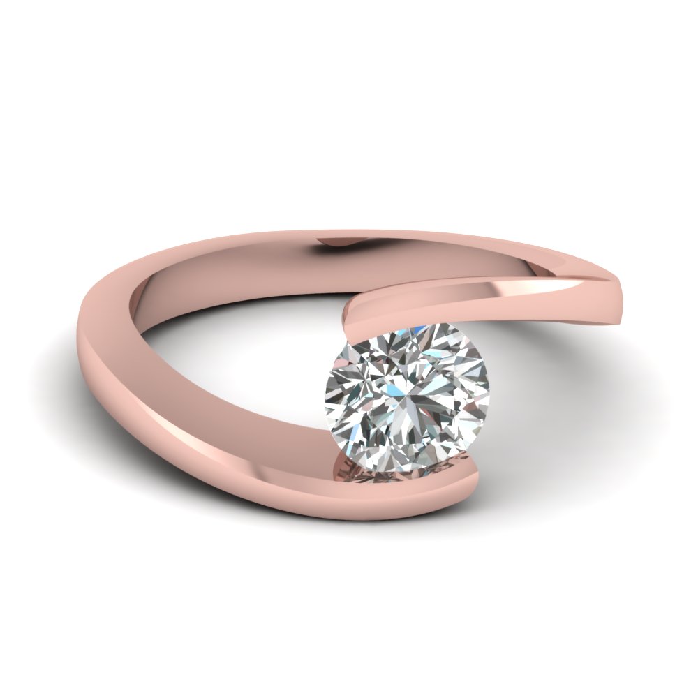 2ct Round-Cut Delicated Diamond Solitaire Engagement Ring 14K Rose Gold
