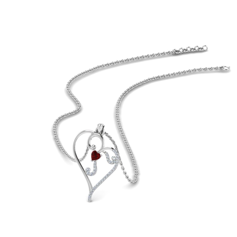 Swirl Ruby Heart Design Pendant