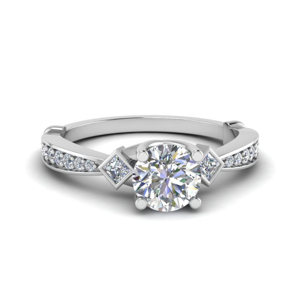 Tapered Diamond 3 Stone Engagement Ring