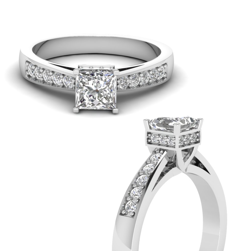 petite pave crown engagement ring