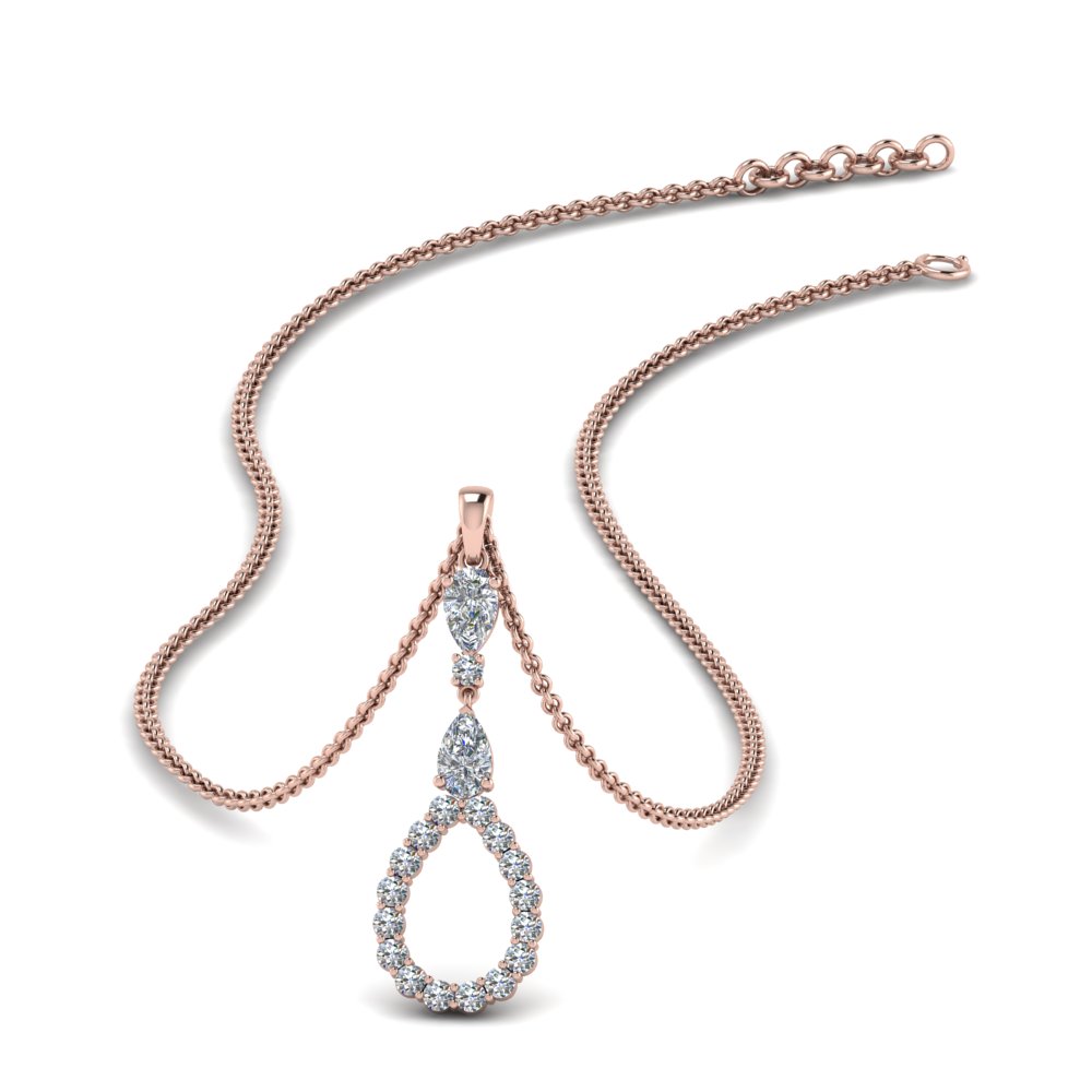 teardrop diamond drop pendant necklace in FDPD9049 NL RG