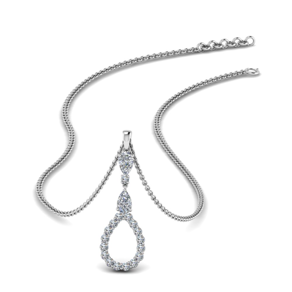 Teardrop Diamond Drop Pendant Necklace