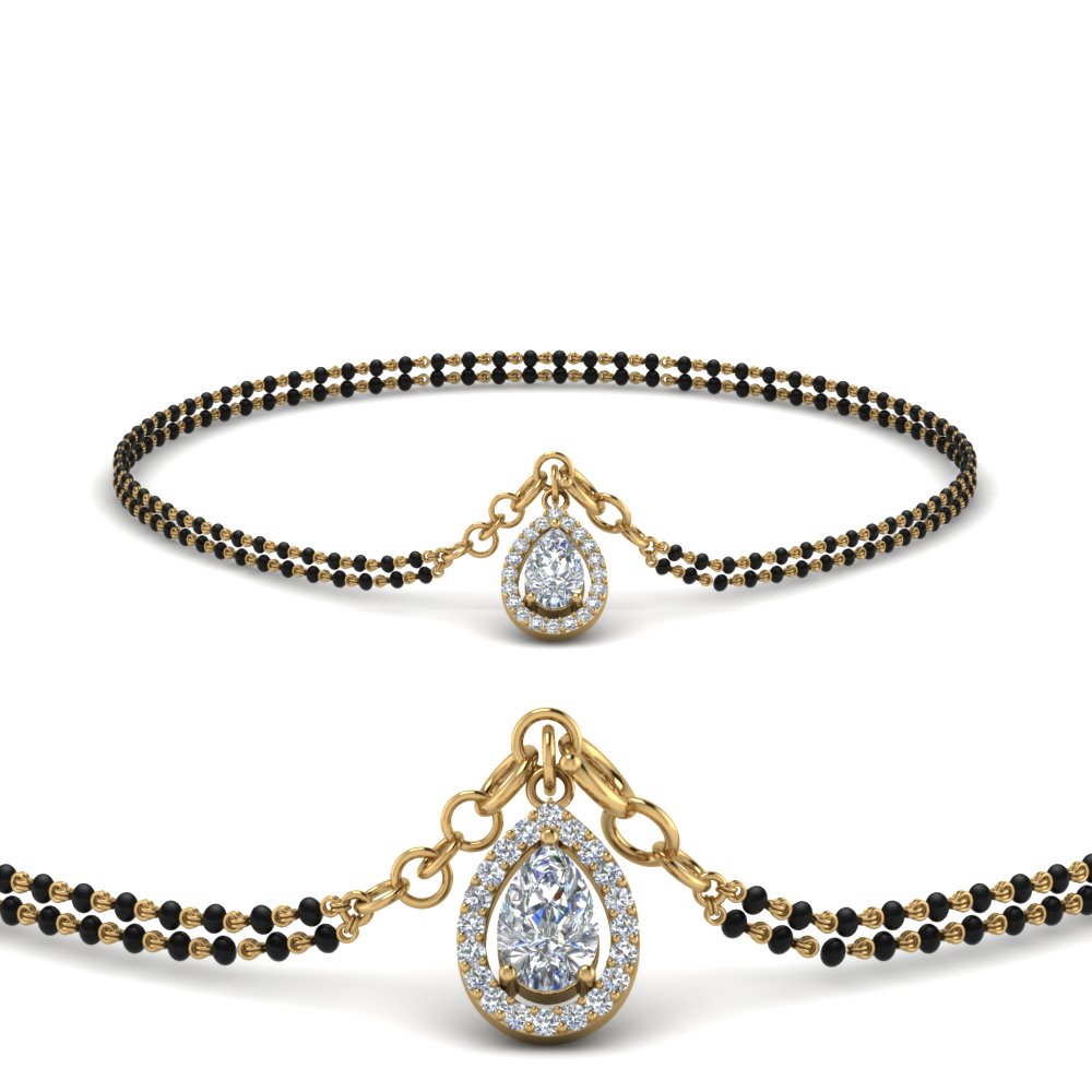 Halo Pear Diamond Bracelet Mangalsutra