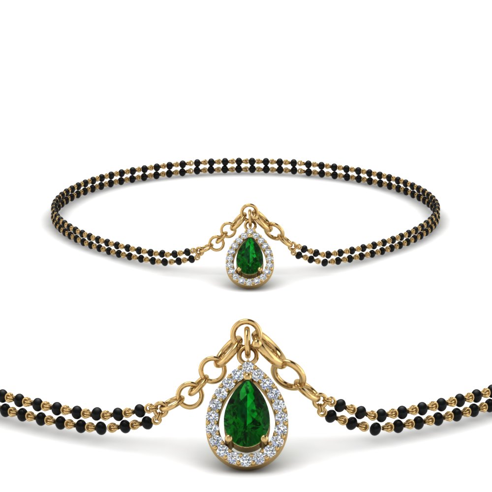 Teardrop Halo Emerald Bracelet Mangalsutra