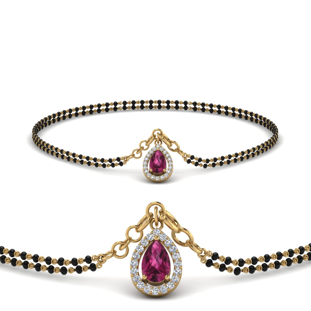 Pink Sapphire Bracelet Halo Mangalsutra