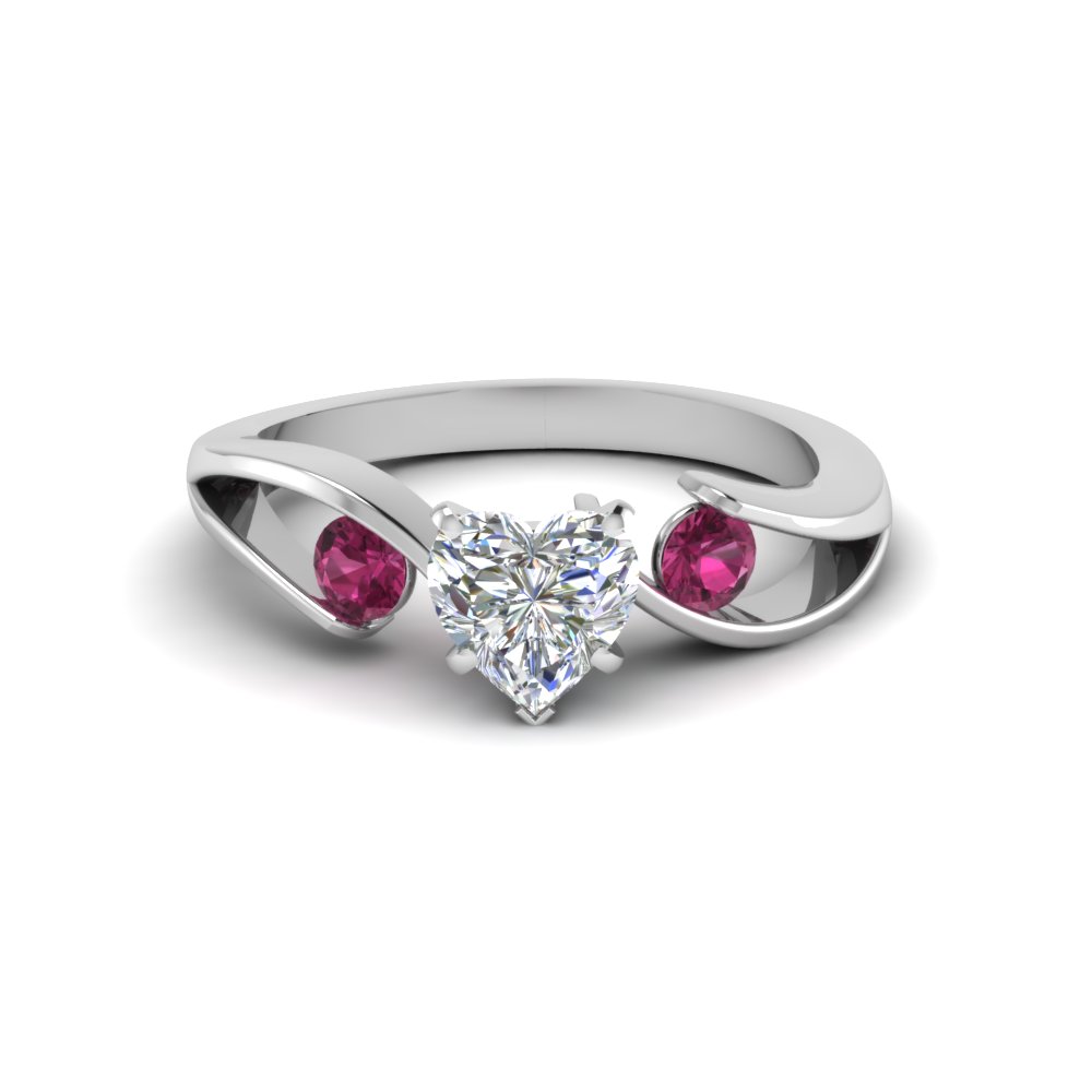Pink Sapphire Pendant - Oval 0.70 Ct. - 14K White Gold