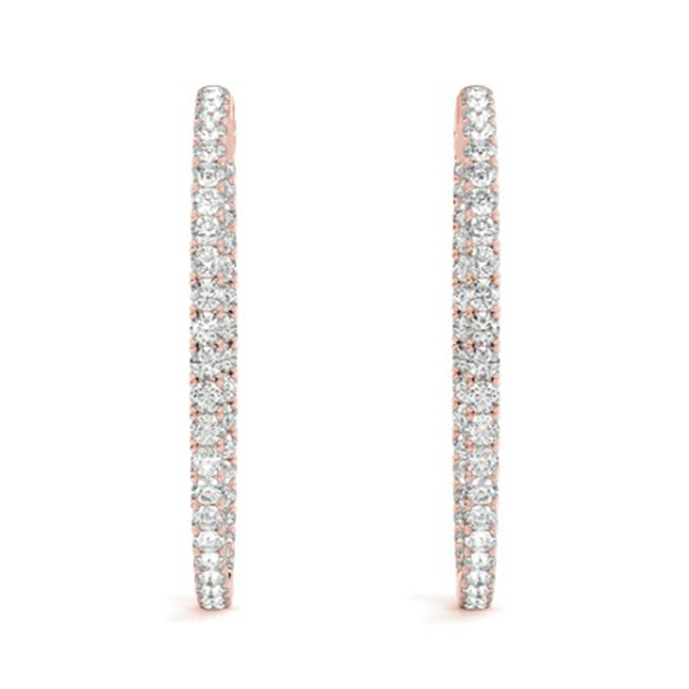 Thin And Out Diamond Hoop Earring In 14K Rose Gold | Fascinating Diamonds