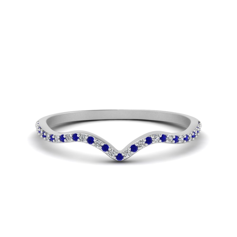 Curved sapphire store wedding bands