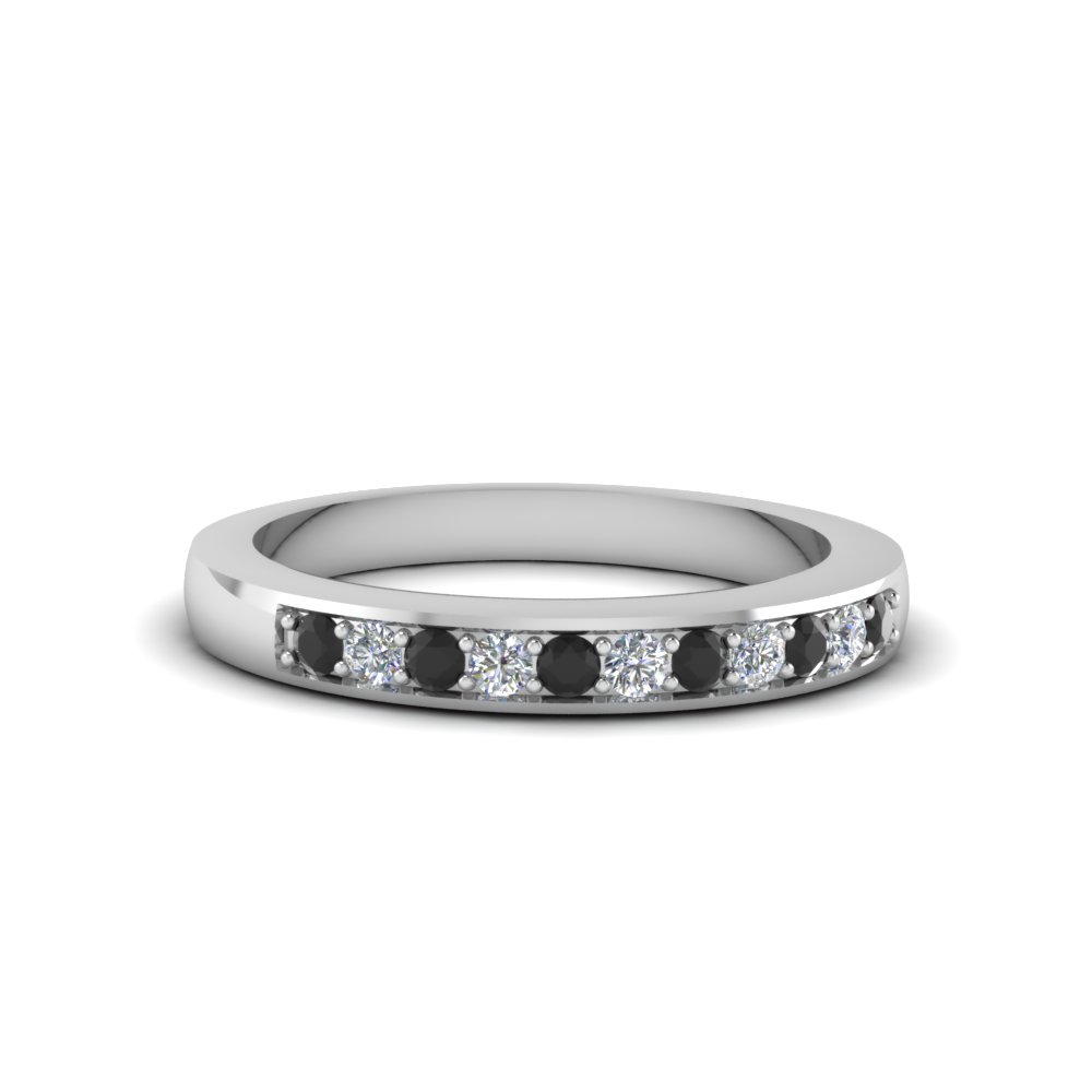 Thin Pave Wedding Band With Black Diamond In 950 Platinum Thin Pave Wedding Band With Black Diamond In Fdens212bgblack Nl Wg