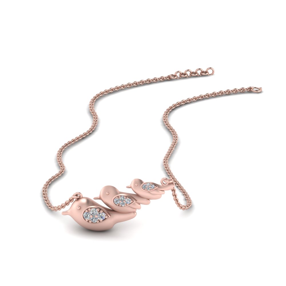 three bird diamond necklace for mom in FDPD8907 NL RG
