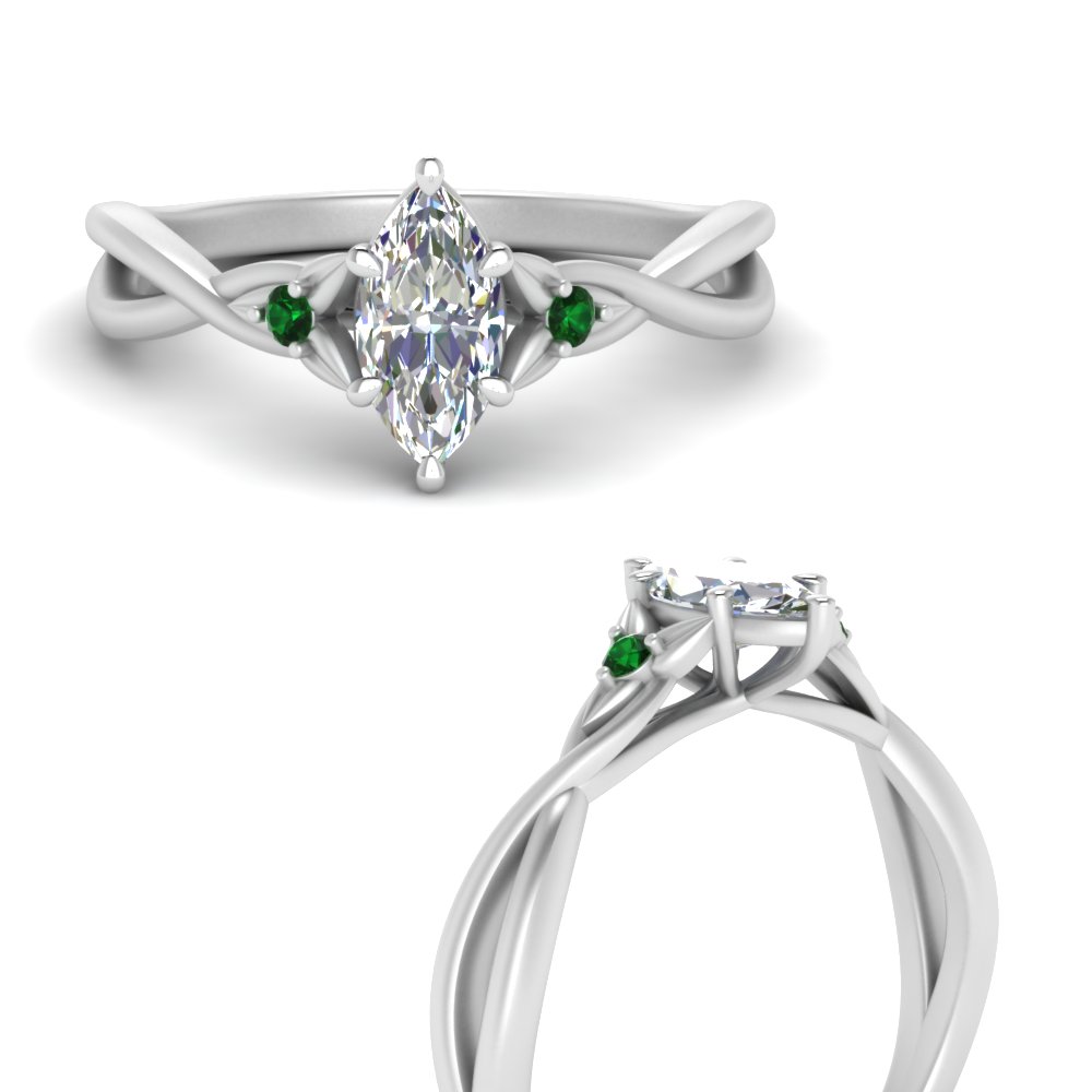 3 Stone Floral Emerald Ring