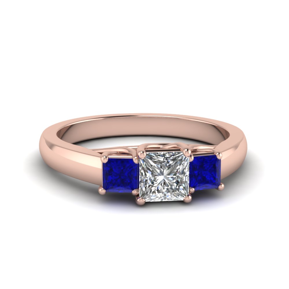 Blue Sapphire Ring - Princess 2.19 Ct. - 18K White Gold
