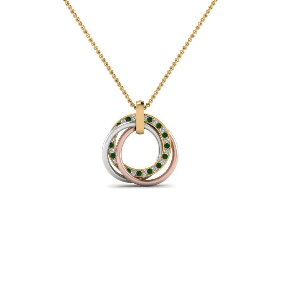 Tri Color Linked Circle Necklace