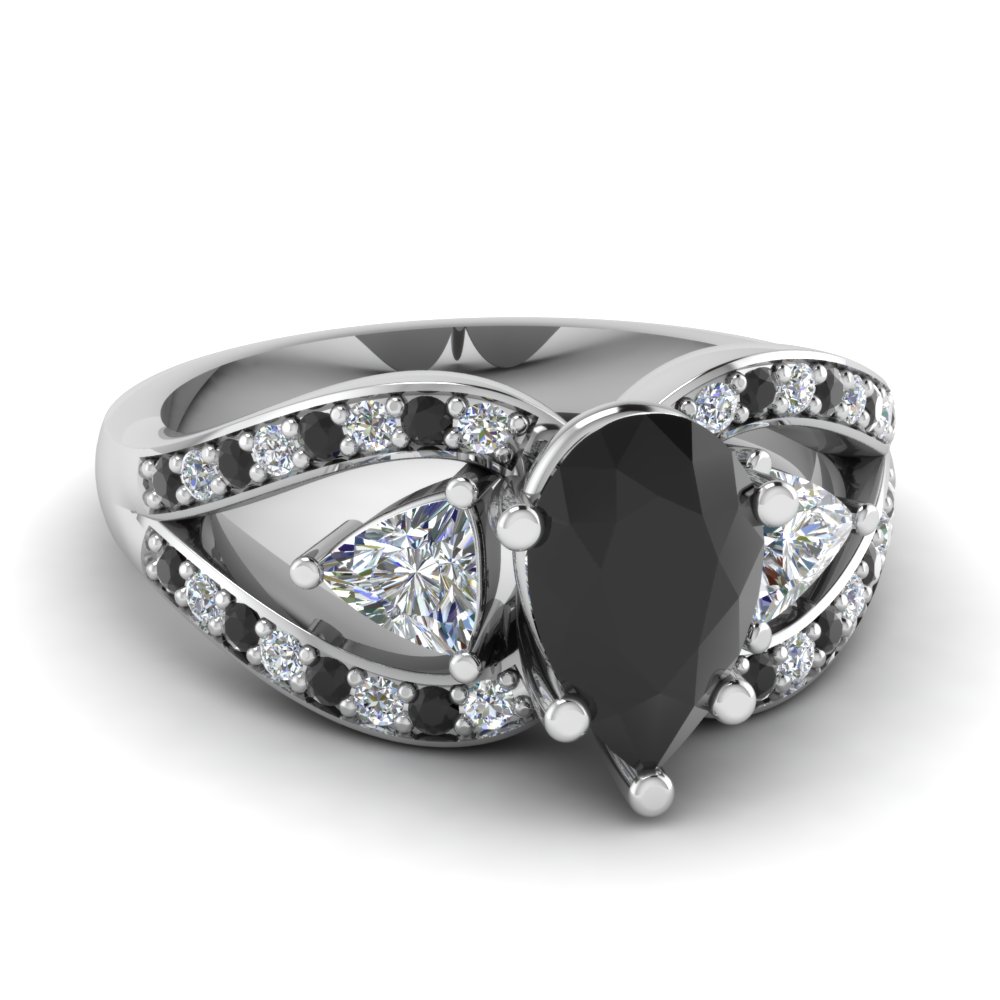 Princess Cut Black Onyx Engagement Ring Rose Gold Black