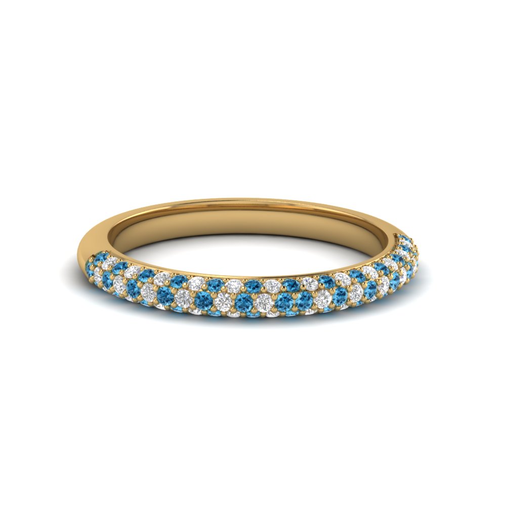 Trio Micropave Diamond Womens Wedding Band With Ice Blue Topaz In Trio Micropave Diamond Womens Wedding Band With Ice Blue Topaz In 14k Yellow Gold Fd68373bgicblto Nl