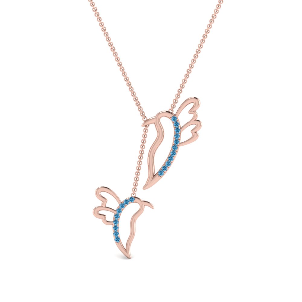 twin birds y blue topaz necklace in FDPD8925GICBLTOANGLE1 NL RG