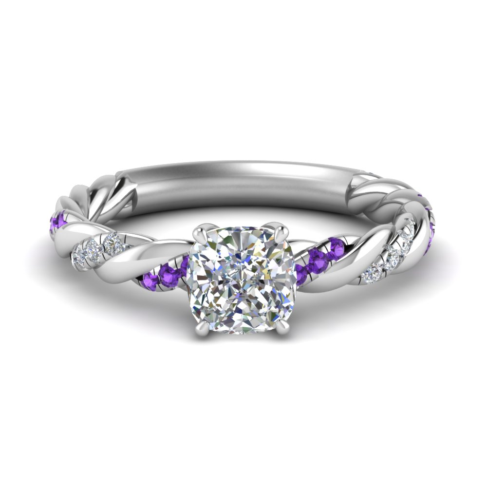 diamond ring with purple side stones