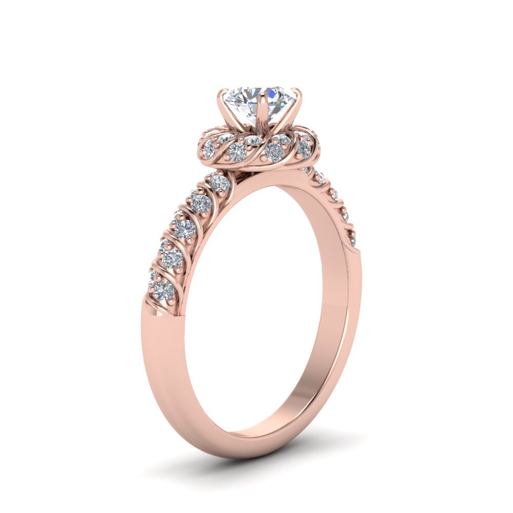 Twisted Halo Diamond Engagement Ring In 14K Rose Gold | Fascinating ...