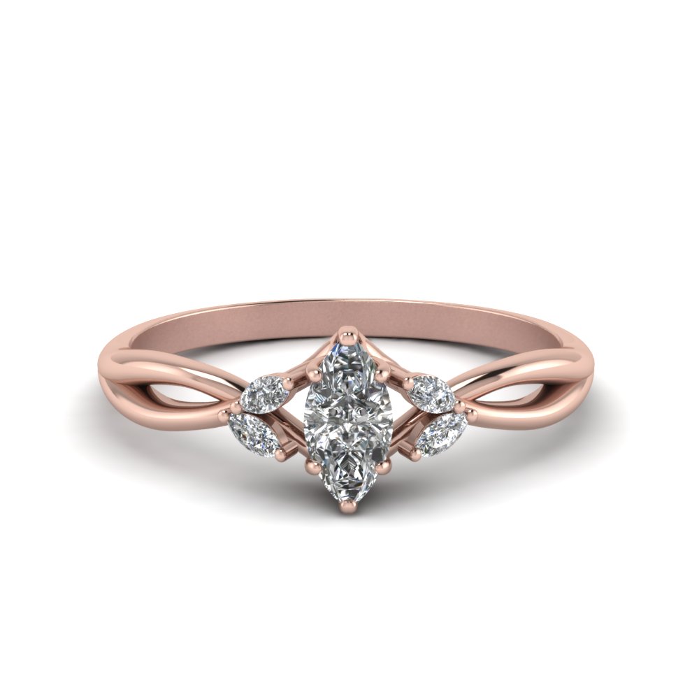 Twisted Marquise Cut Diamond Engagement Ring In 18K Rose Gold ...