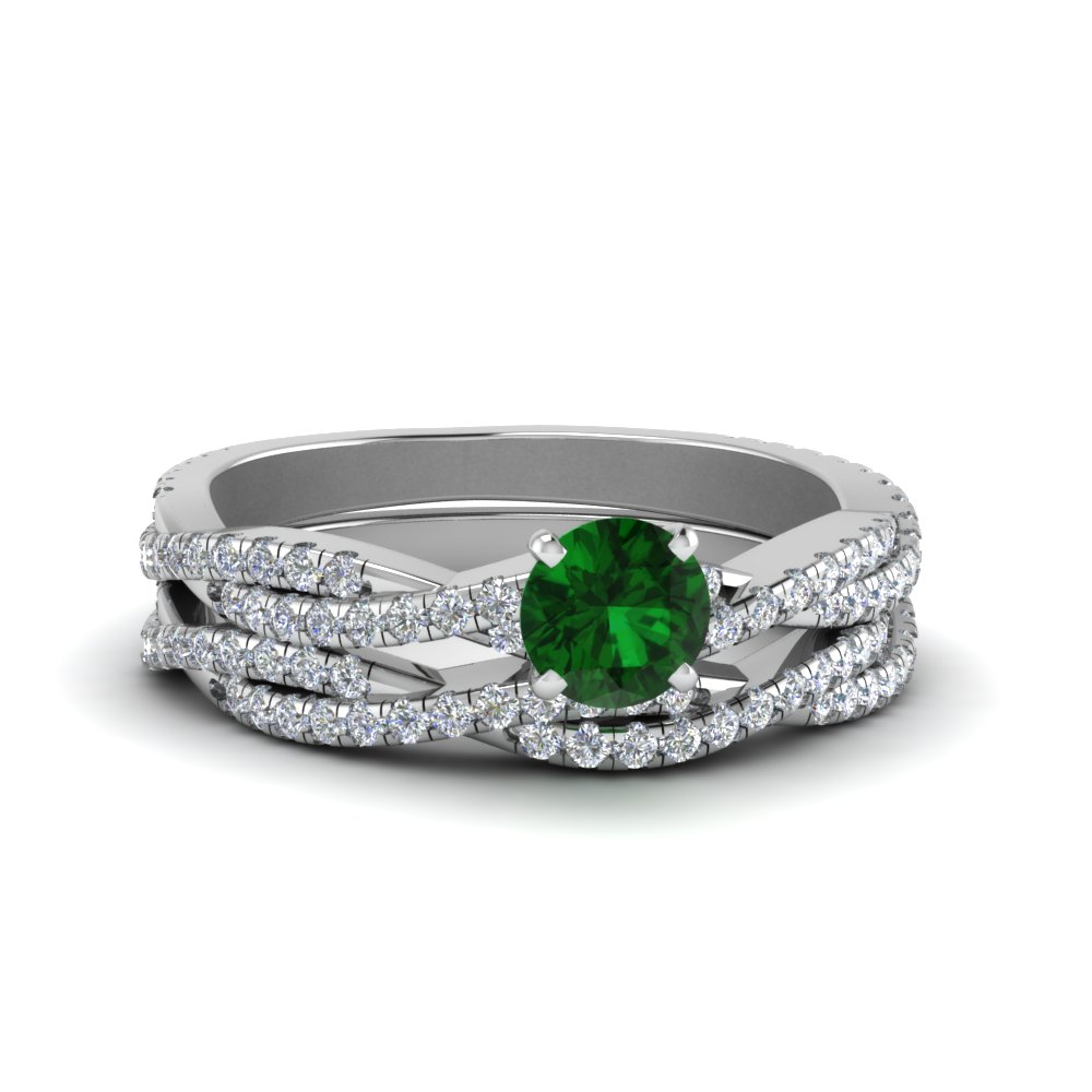 Twisted Emerald Bridal Set | Fascinating Diamonds