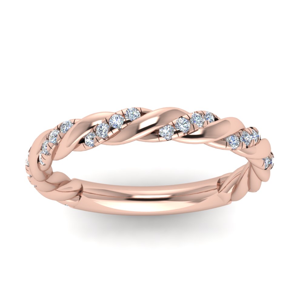 Twisted Vine Diamond Wedding Band In 14K Rose Gold | Fascinating Diamonds