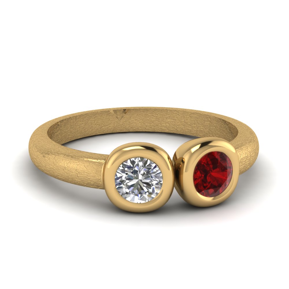 ruby ring with two diamonds