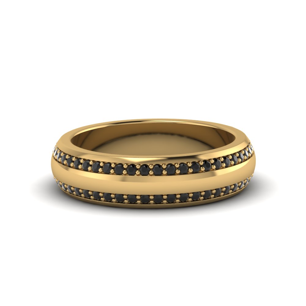 two row male eternity band with black diamond in 14K yellow gold FDEWB10313ROGBLACK NL YG GS
