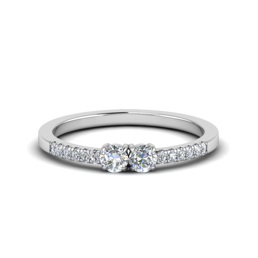 Two Stone Round Cut Accented Ring