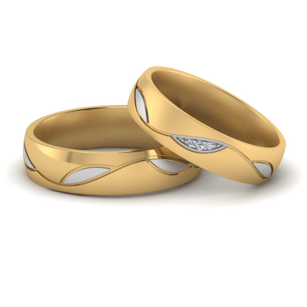 Made For Two His & Hers Matching Gold Tone Wedding Engagement Couple Rings Set 