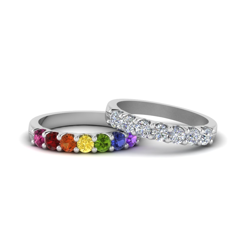 Rainbow diamond shop ring band