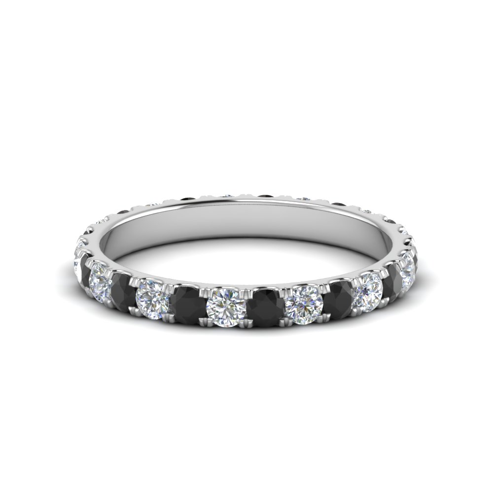 14K White Gold Black Diamond Eternity Band | Fascinating Diamonds