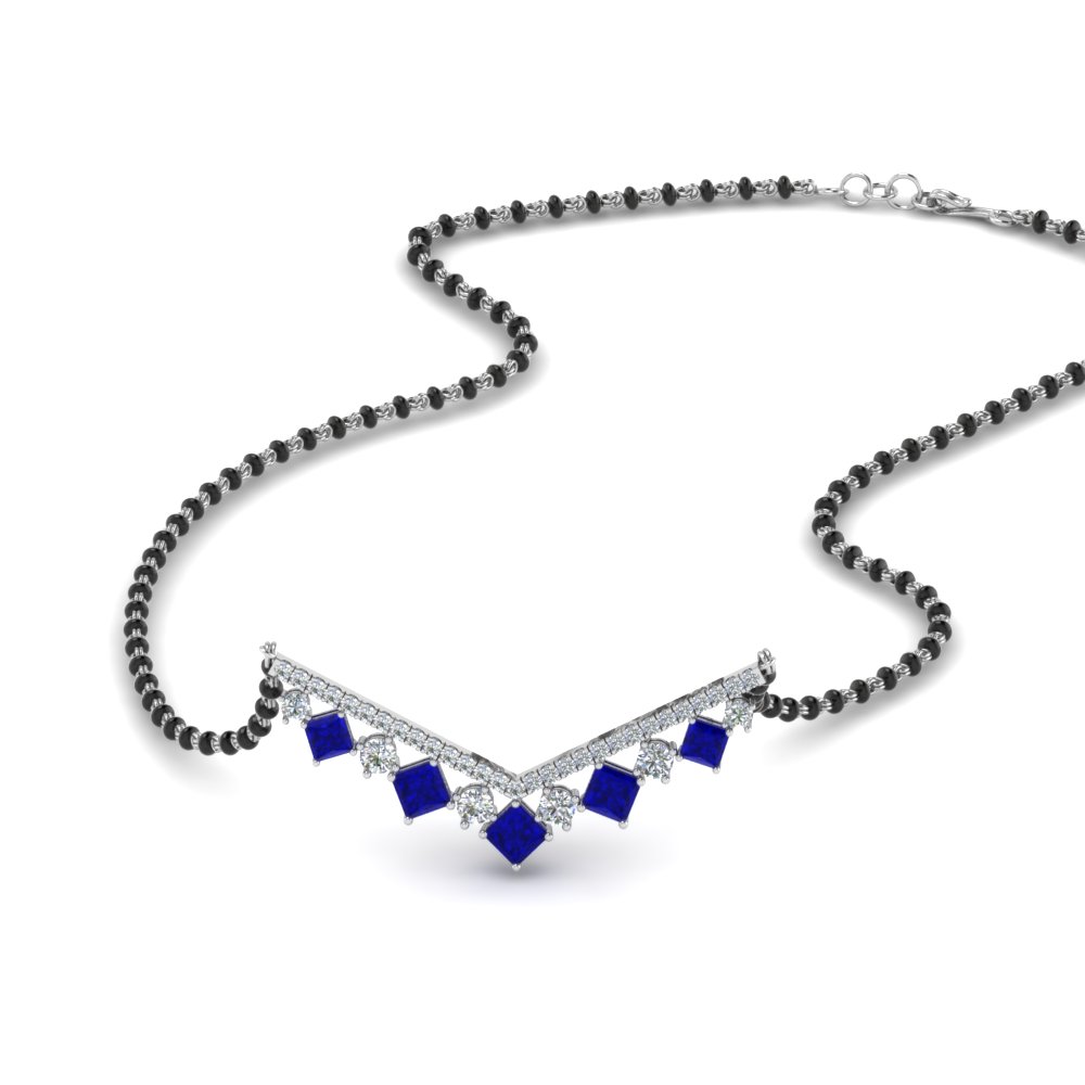 Sapphire Mangalsutra With Kite Set Diamonds