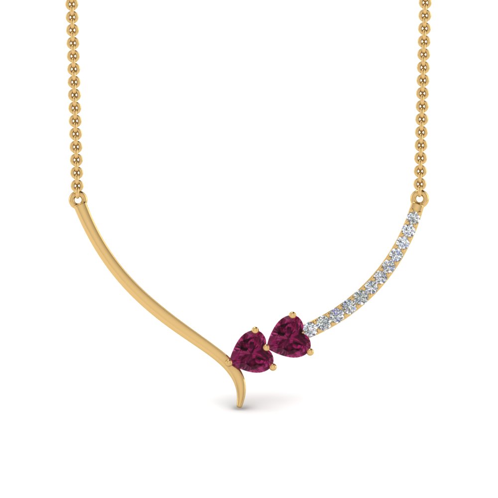 V Shaped Diamond Heart Necklace