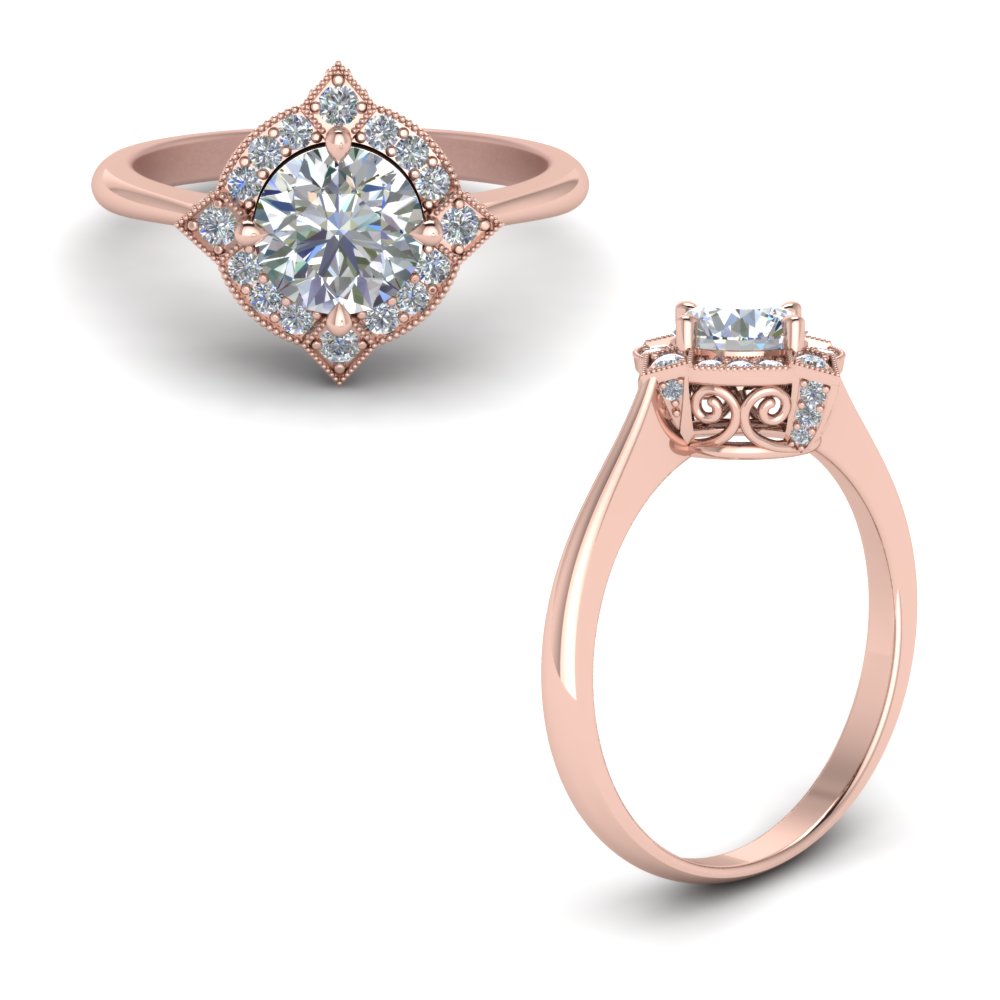 victorian halo diamond engagement ring in FD9226RORANGLE1 NL RG