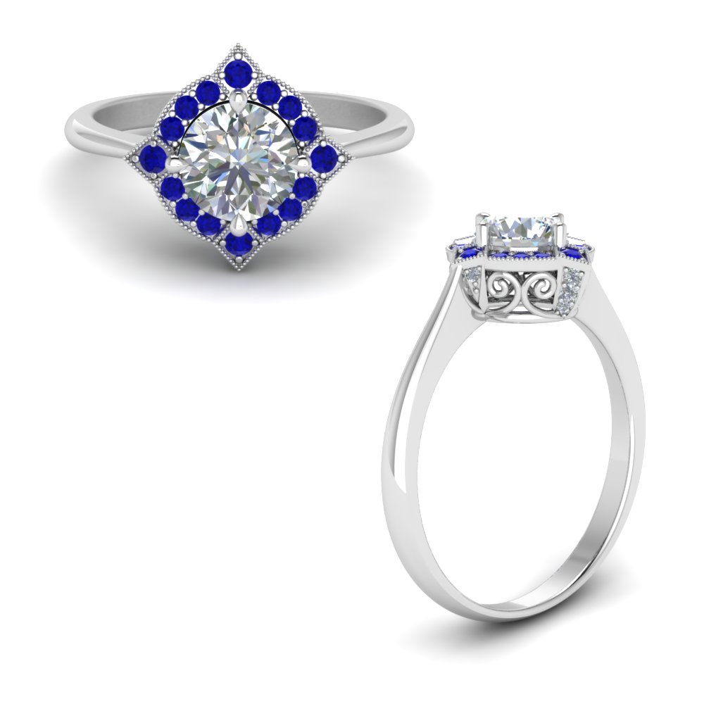 Round Cut Sapphire Vintage Rings